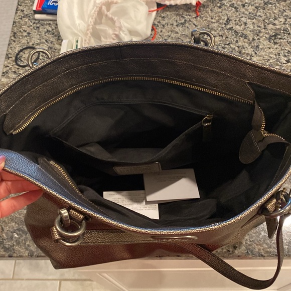 💋 Coach Chicago Ellis Gold Pewter Pebble Leather Handbag - Picture 11 of 13